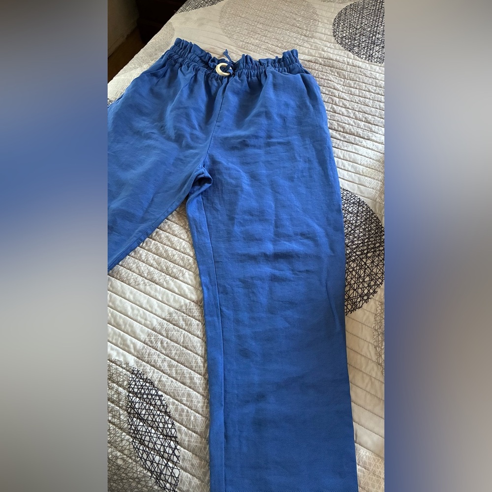ZARA WOMAN Blue Elastic Waist Pants